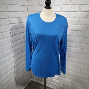 Nike Running Ladies Size 2X Royal Blue Straight Fit Dri-Fit Long Sleeve Top